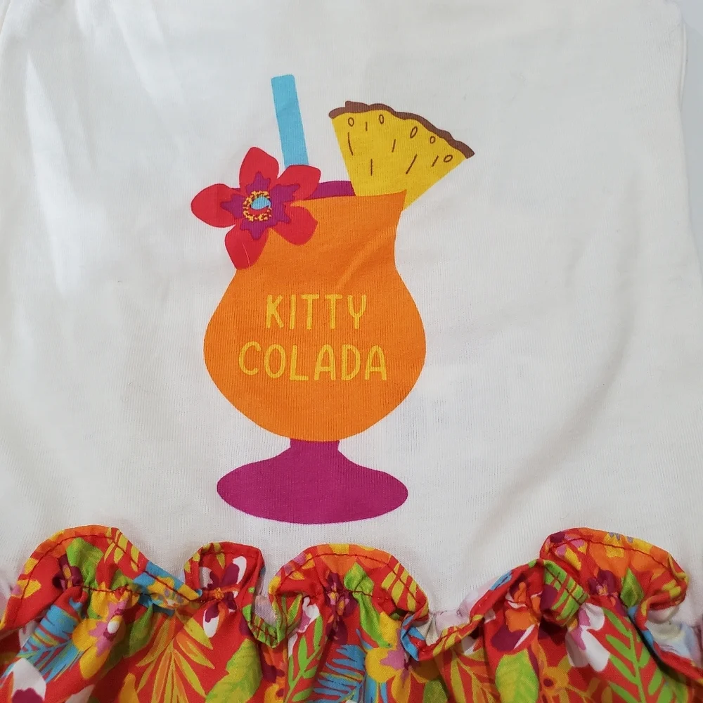 Tropical Kitty Colada Floral Cat  Dog  Dress Size L XL YOULY  NWT